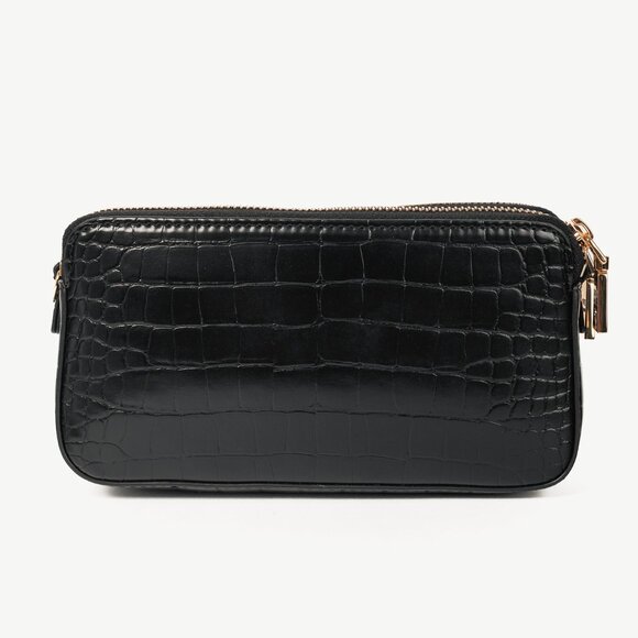 Love Moschino Nero PU Croco Logo-Plaque Zip Around Crossbody Bag - Picture 4 of 13